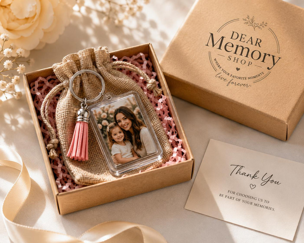 Photo keychains in box